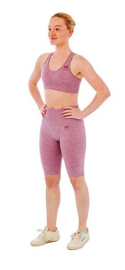 Ensemble de sport femme - Leggings short de sport + Haut de sport - Rose