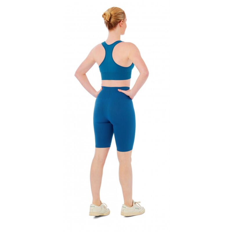 Ensemble de sport femme - Leggings short de sport + Haut de sport - Bleu