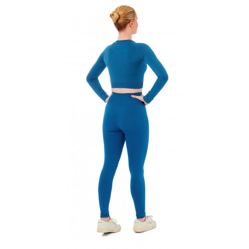 Damski zestaw sportowy Xtreme - legginsy sportowe + sportowy Croptop - Niebieski
