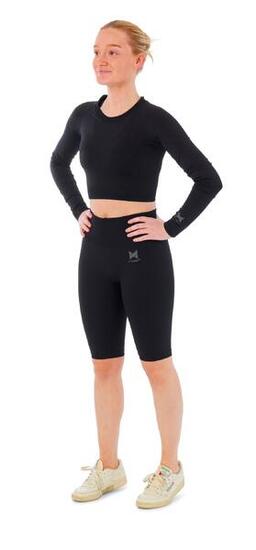 Ensemble de sport femme - Leggings short de sport + Crop Top de Sport - Noir