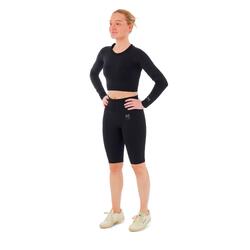 Ensemble de sport femme - Leggings short de sport + Crop Top de Sport - Noir