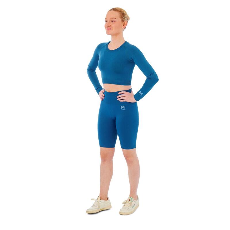 Damski zestaw sportowy Xtreme - krótkie spodenki + sportowy Croptop - niebieski