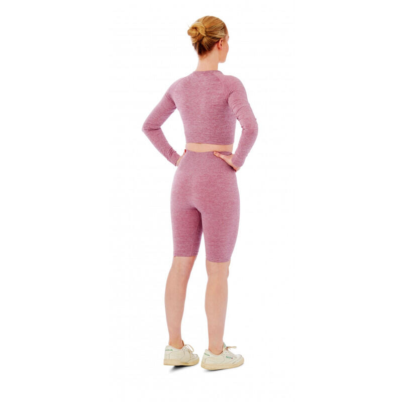 Damski zestaw sportowy Xtreme - krótkie spodenki + sportowy Croptop - Różowy