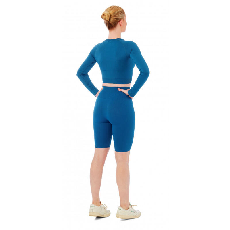 Damski zestaw sportowy Xtreme - krótkie spodenki + sportowy Croptop - niebieski