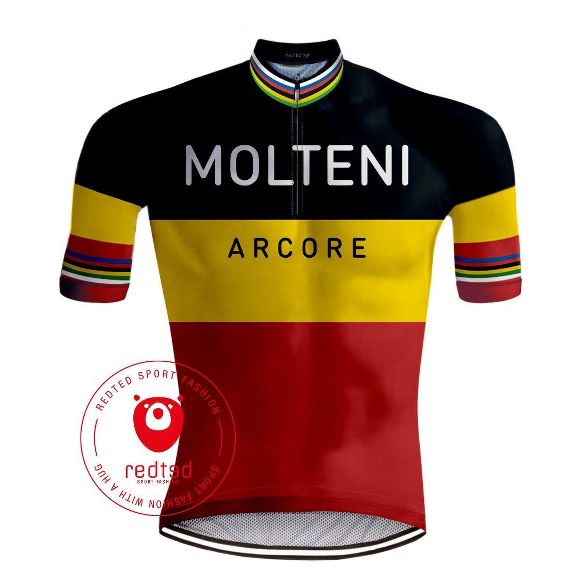 Vintage Rowerowa Koszulka - Molteni Belgian Champion - Czerwony
