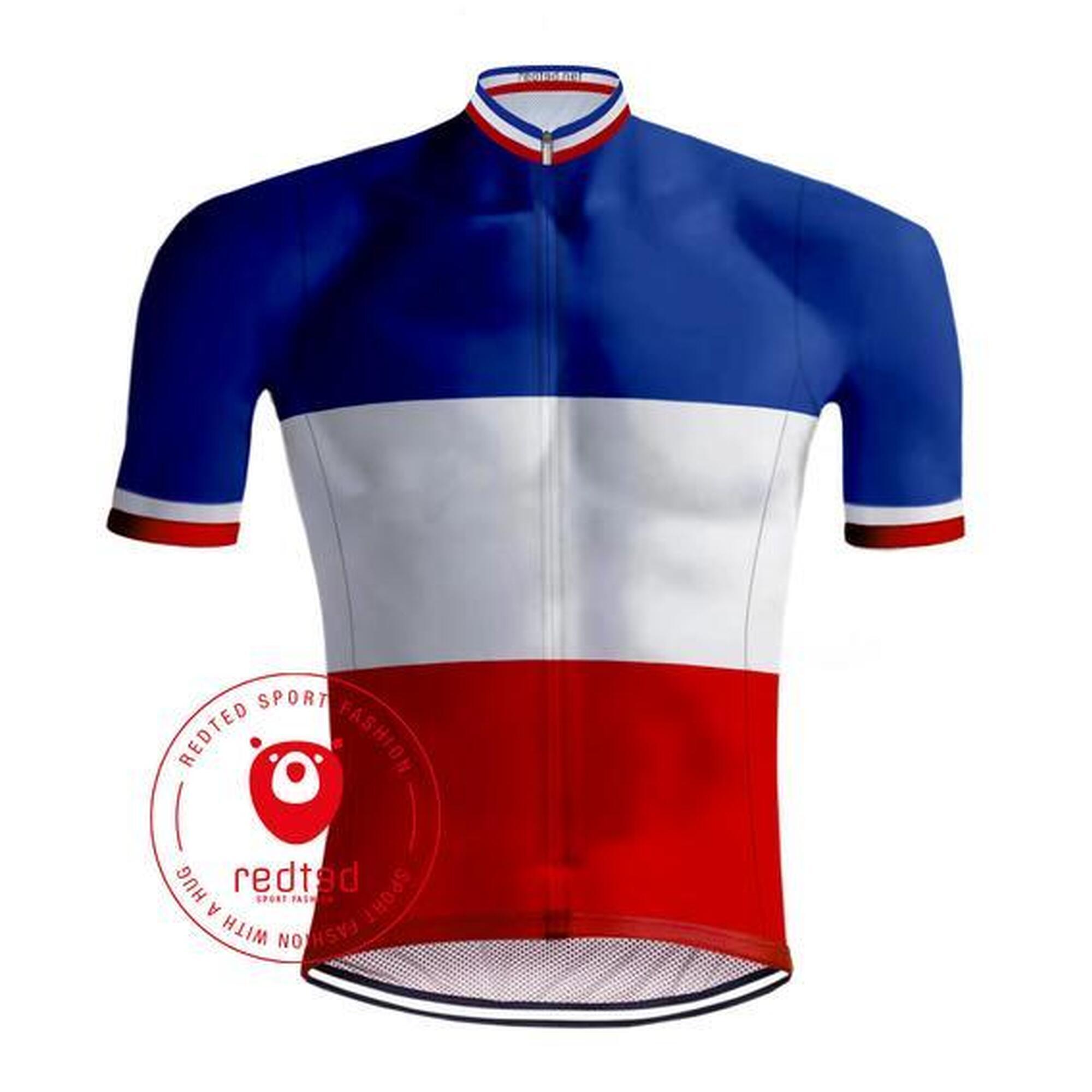 Trójkolorowa koszulka kolarska Retro Champion Francji - RedTed