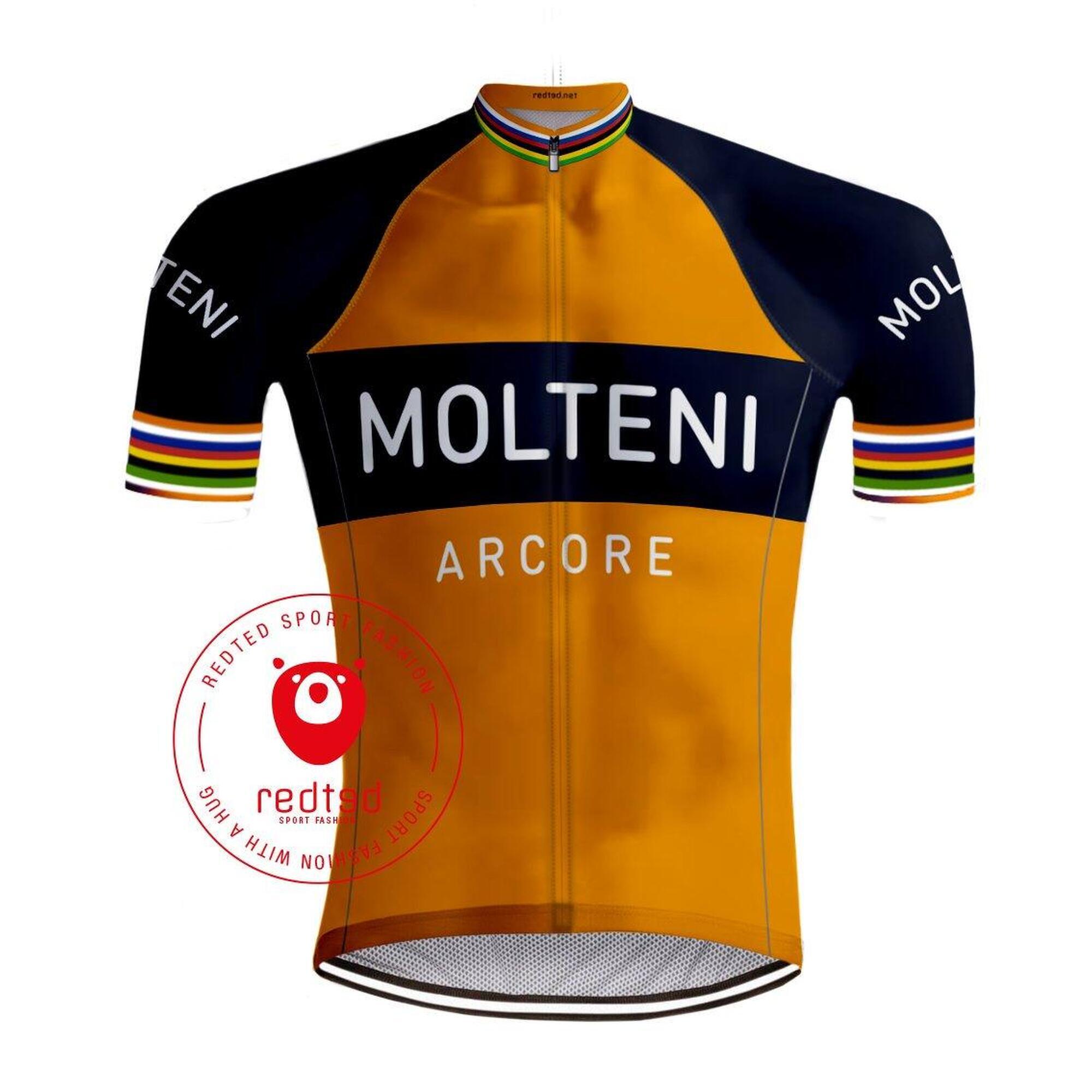 Vintage Koszulka Rowerowa Molteni Pomarańczowo-Czerwona