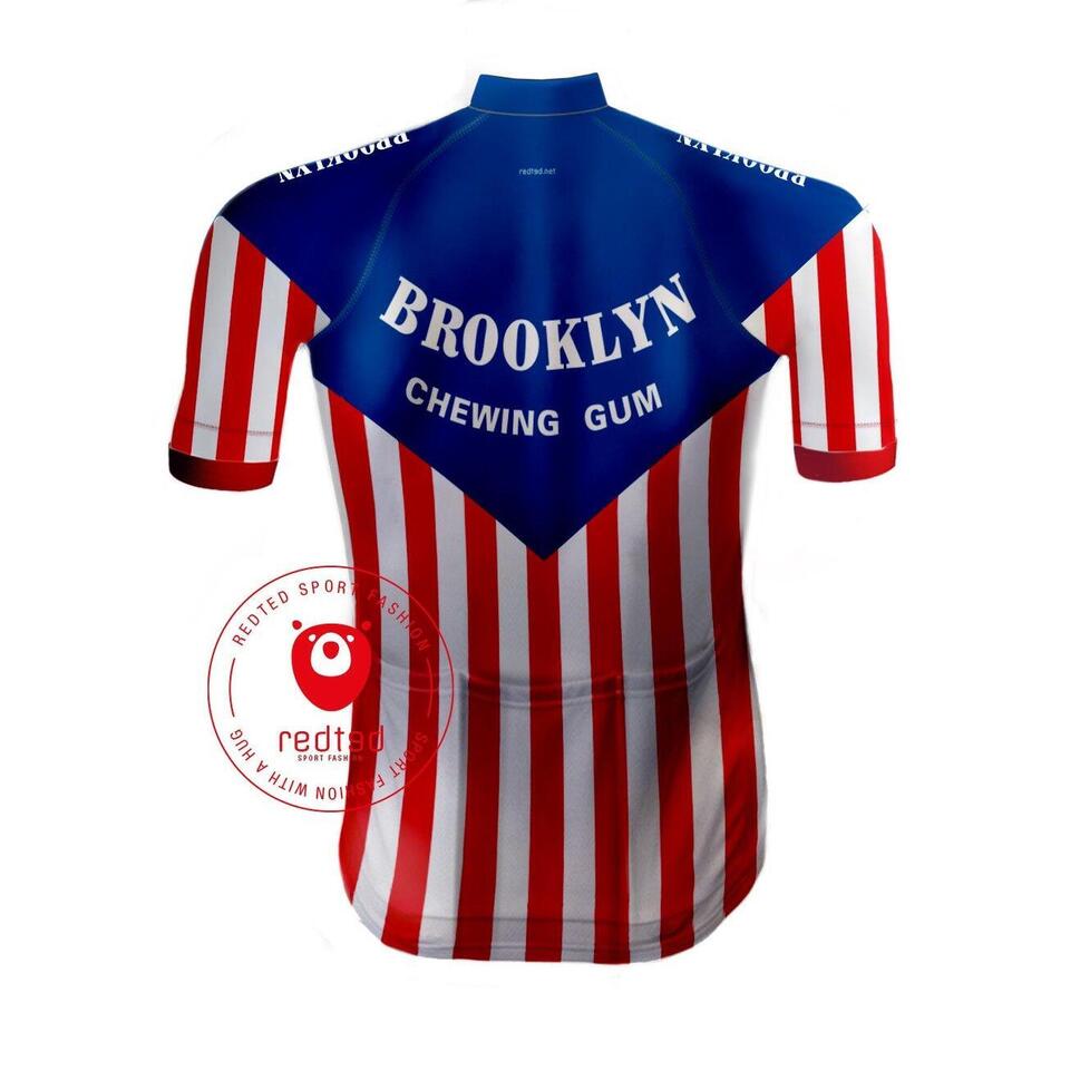 Koszulka Rowerowa Brooklyn Vintage - Czerwona