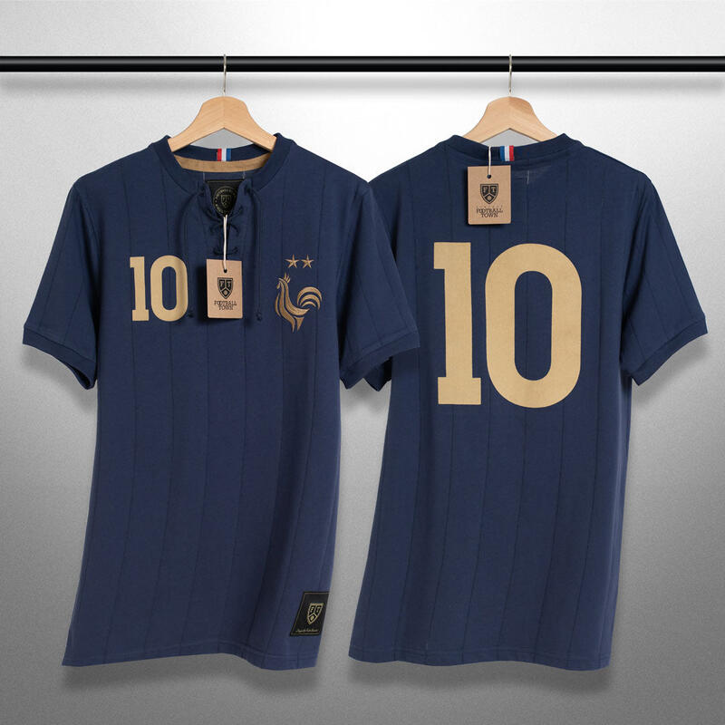 T-Shirt Les Bleus Retro avec Lacets Football Adulte Vintage