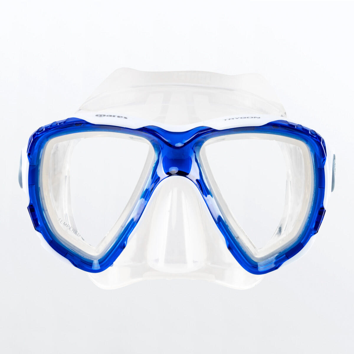 Maschera da snorkeling per adulti TRYGON, blu/bianca/trasparente 2/2