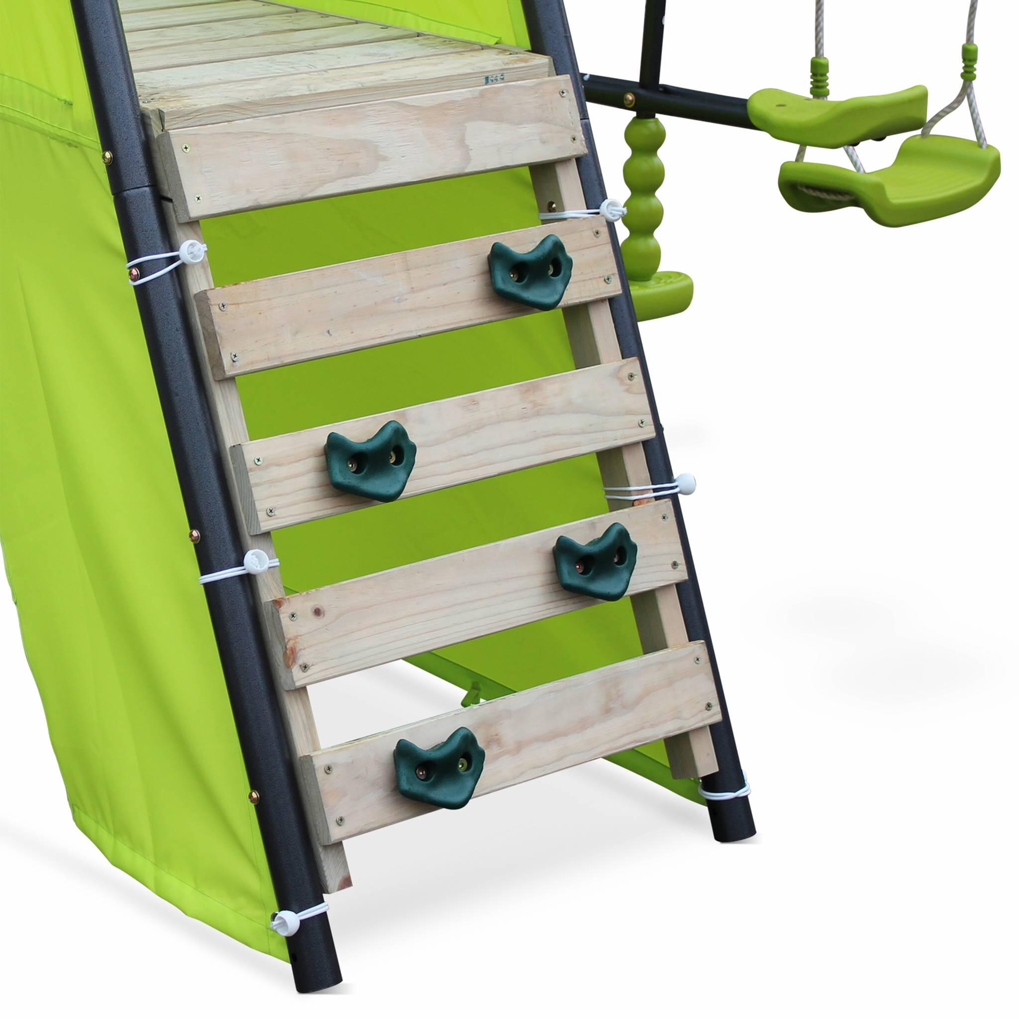 Conjunto de parque imfantil com baloiço e escorrega, Verde 3/5