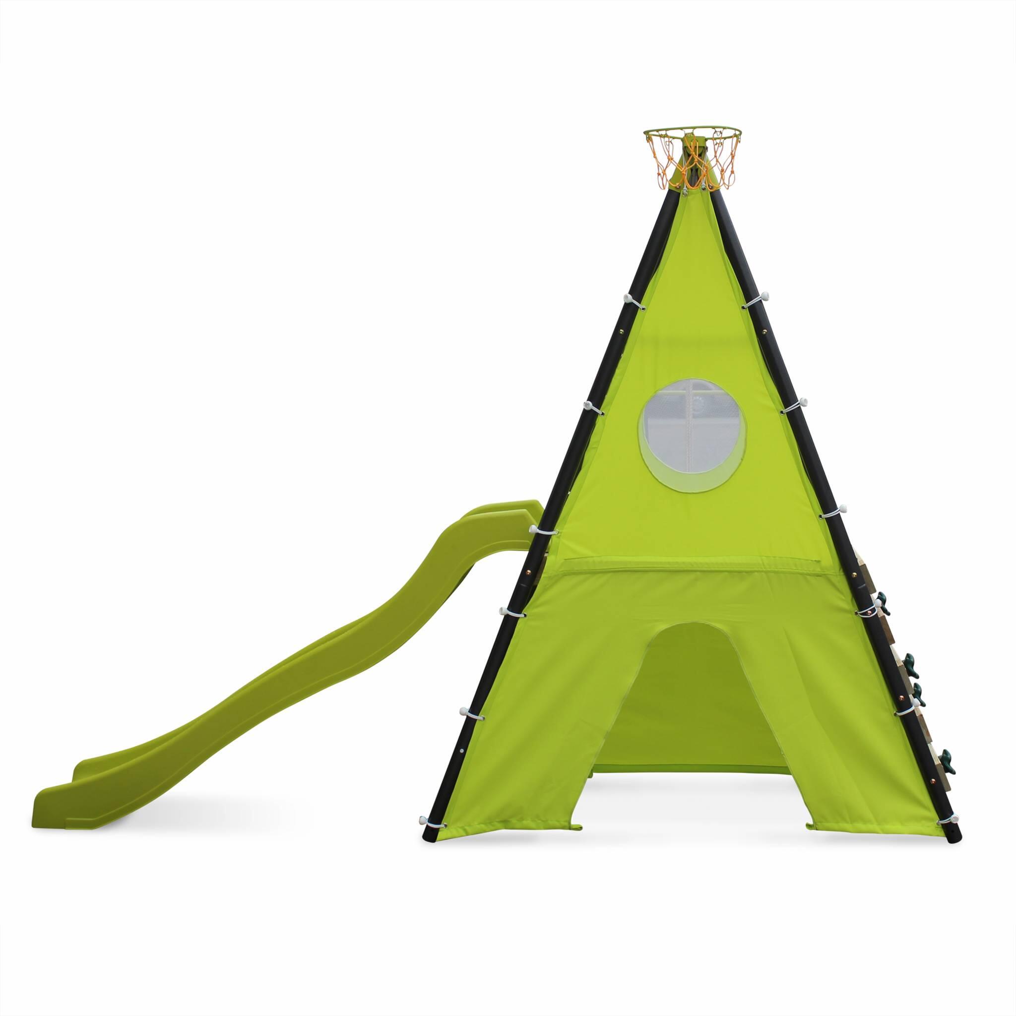 Conjunto de parque imfantil com baloiço e escorrega, Verde 2/5