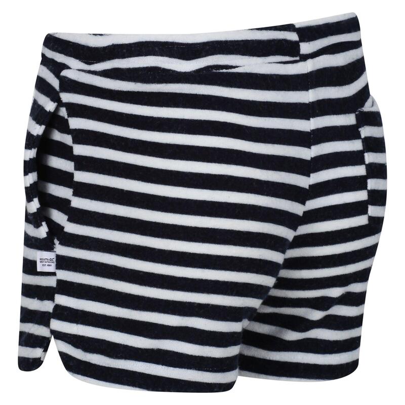 Childrens/Kids Dayana Towelling Stripe Casual Shorts (Marine / Wit)