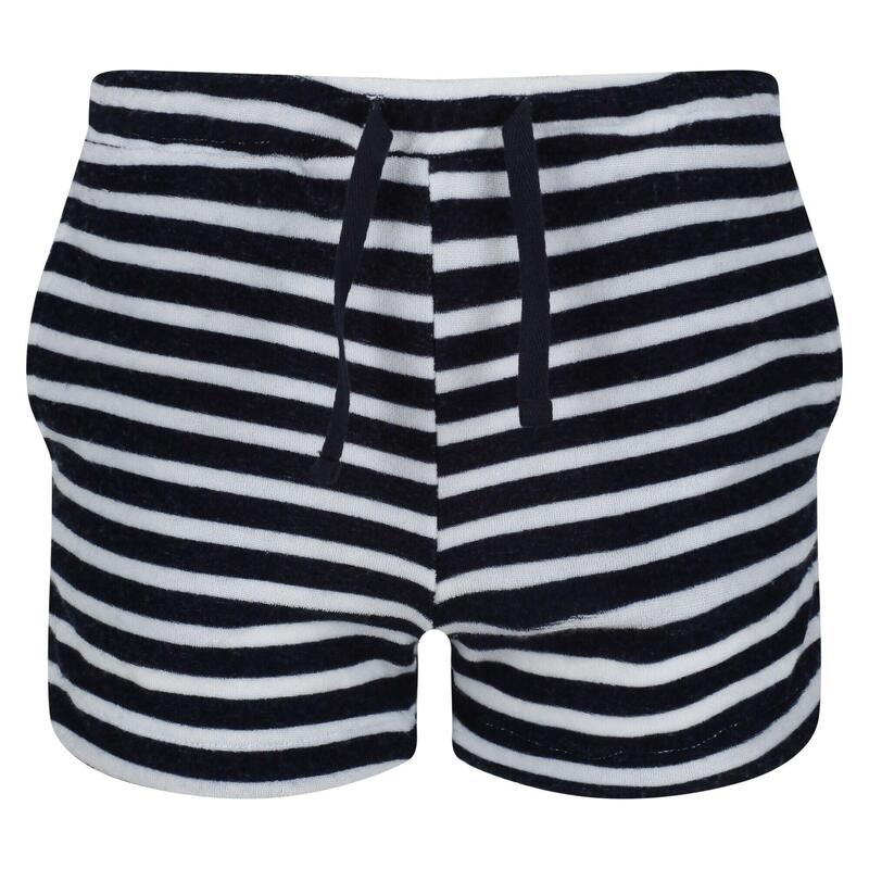 Childrens/Kids Dayana Towelling Stripe Casual Shorts (Marine / Wit)