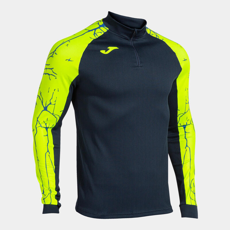 Sweat-shirt running Homme Joma Elite ix bleu marine jaune fluo