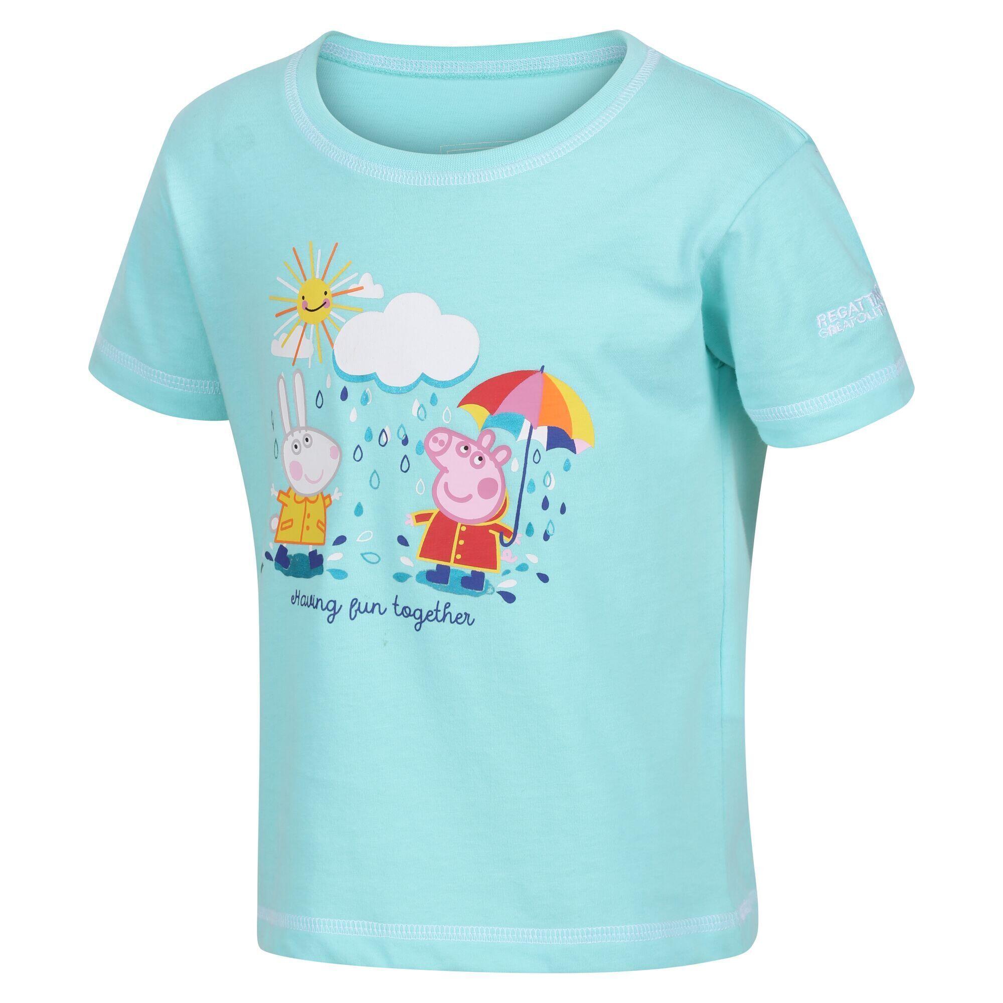 Childrens/Kids Peppa Pig Printed TShirt (Aruba Blue) 4/5