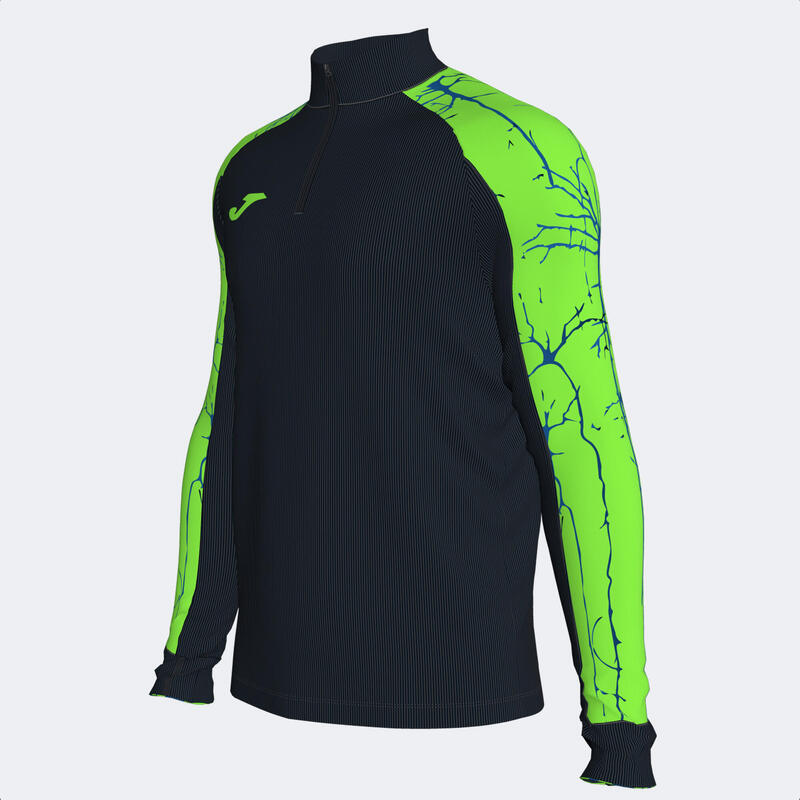 Sweat-shirt running Homme Joma Elite ix noir vert fluo