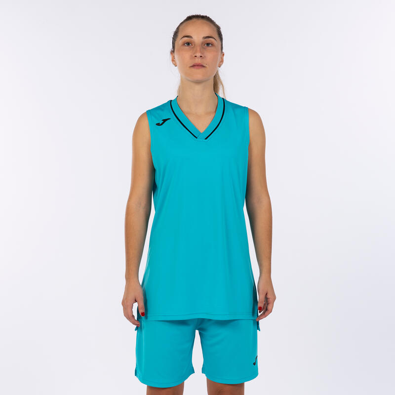 Conjunto basquetebol Mulher Joma Atlanta azul-turquesa fluorescente preto