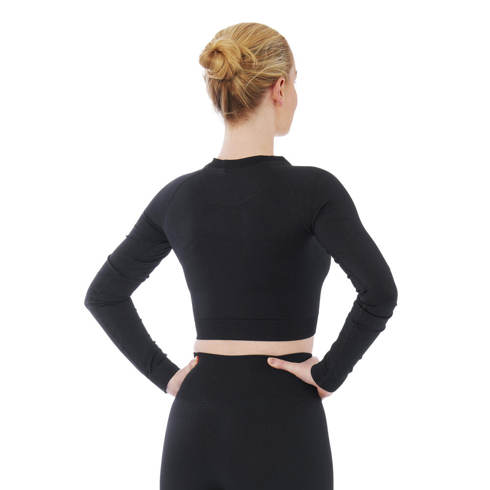 Xtreme Sportswear Crop Sporttop lange mouwen Dames Zwart 2/6