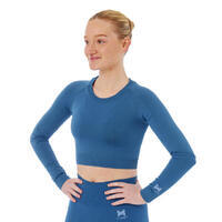 Xtreme Sportswear Crop Top de Sport Manches Longues Femme Bleu