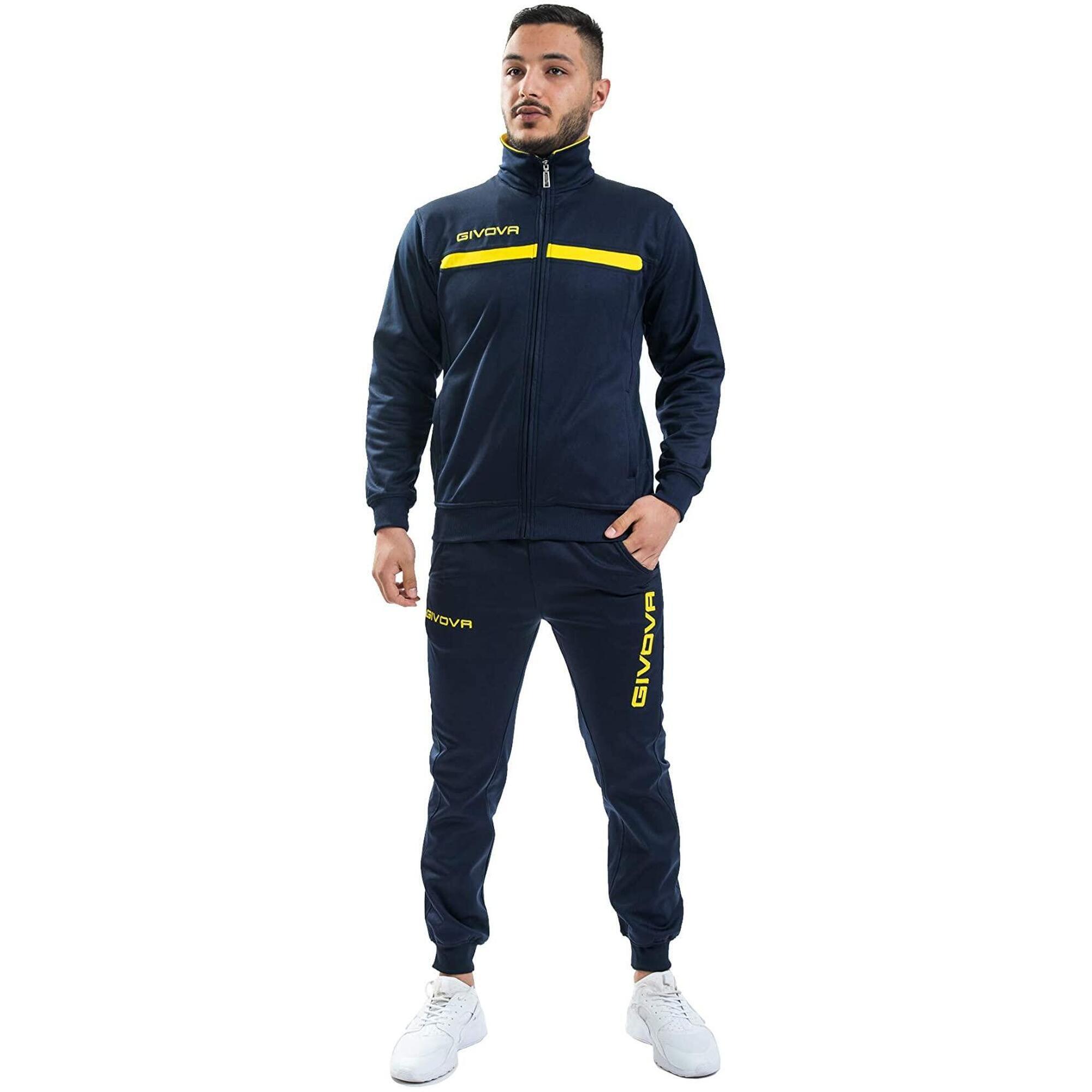 Trening Givova One Full Zip, bleumarin/galben, 2XL
