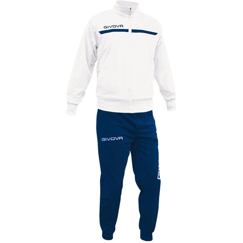 Trening Givova One Full Zip, Alb/Bleumarin, M