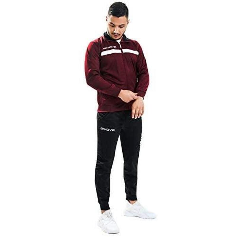 Survêtement Full Zip Homme - Rouge Grenat et Noir - Givova