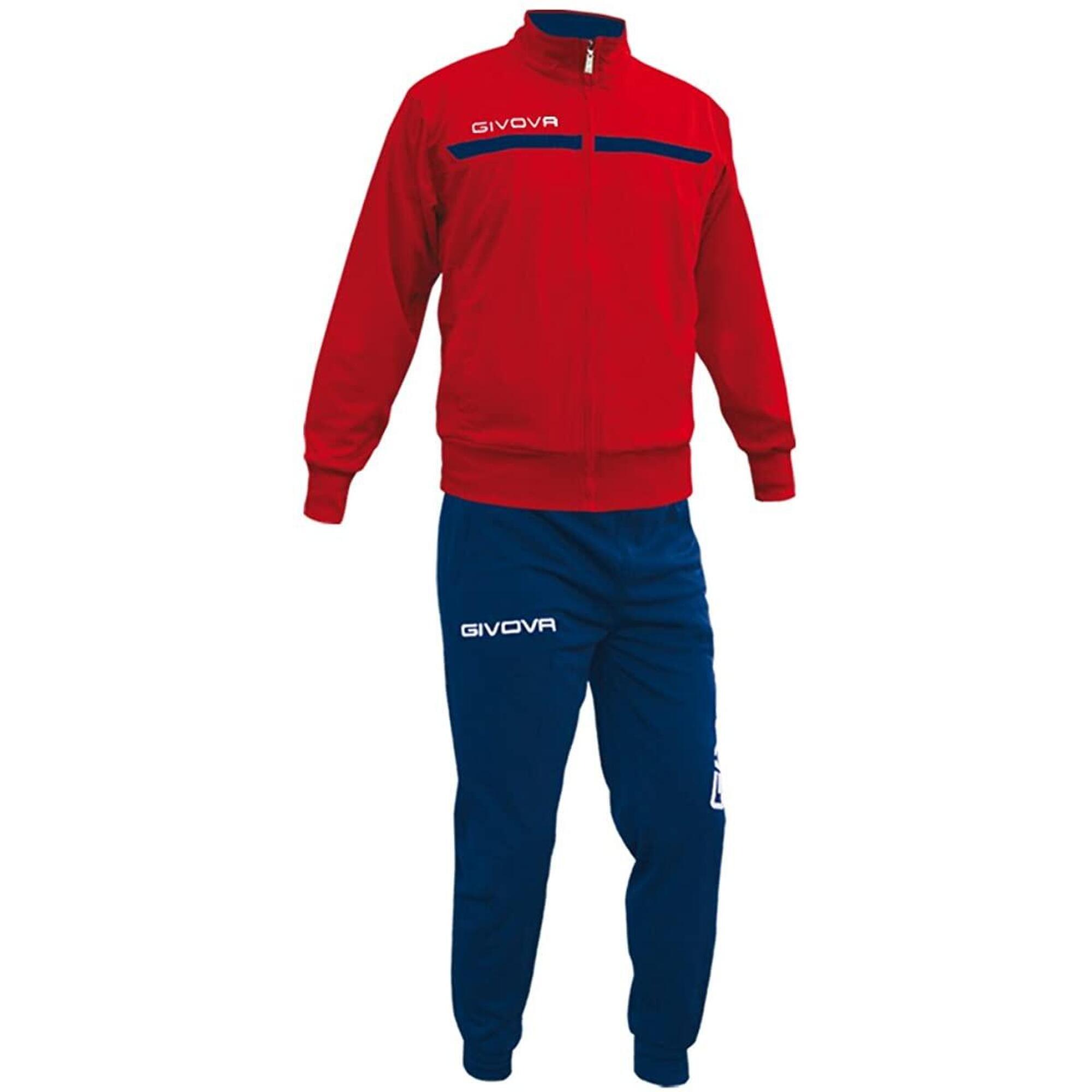 Trening Givova One Full Zip, Roșu/Bleumarin, XS