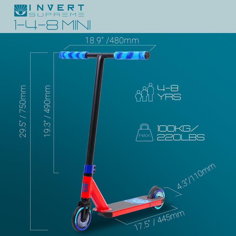 Mini Trottinette Freestyle pour les 4-8 ans, Rouge et Bleu