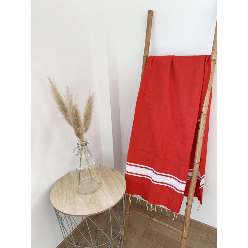 Fouta traditionnelle Kozo Rouge 100x200 190g/m²