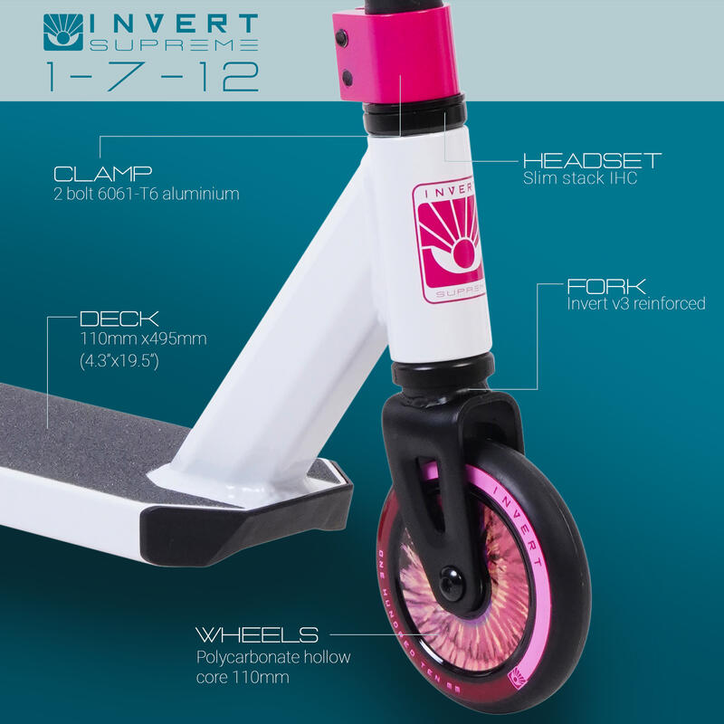 Stunt Scooter für Kinder von 7-12 Jahren, Pink und Weiß