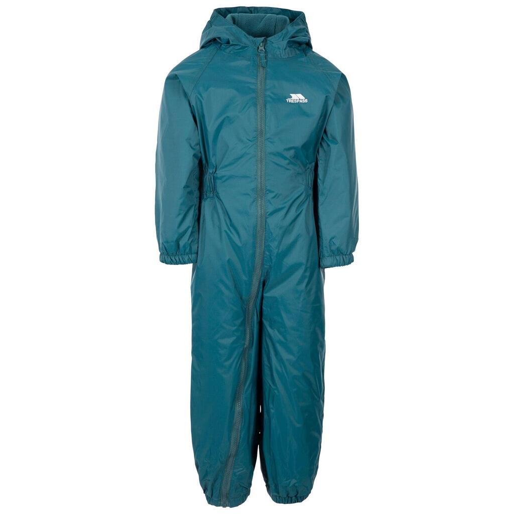 Trespass Kids' Waterproof Onesie Teal Blue, Polyester PU