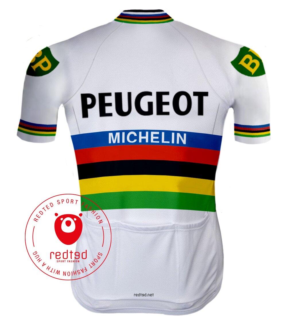 Maglia da ciclismo retrò Peugeot Rainbow - RedTed 2/5