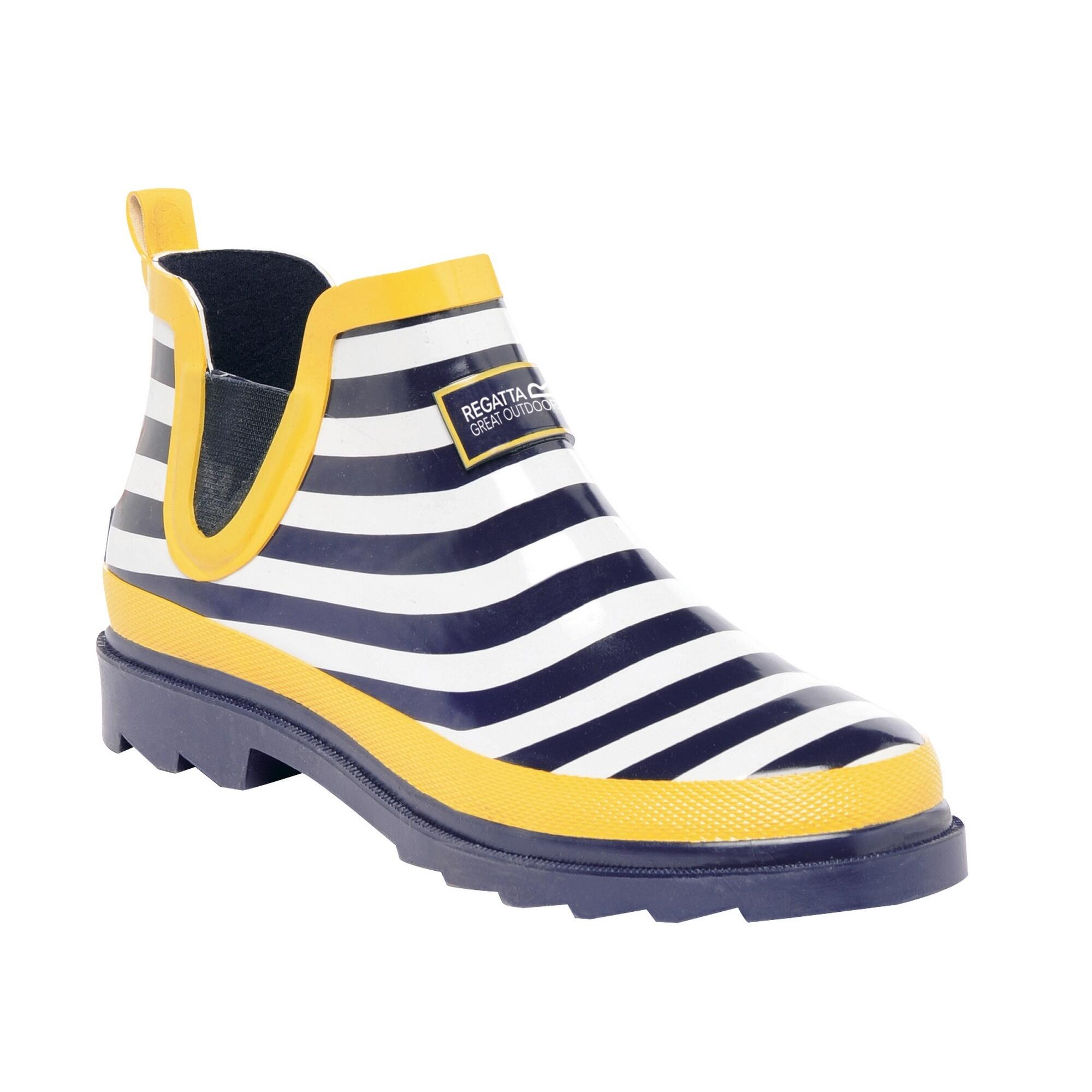 REGATTA Great Outdoors Womens/Ladies Harper Low Cut Wellington Boots (Navy/Lemon Tea)