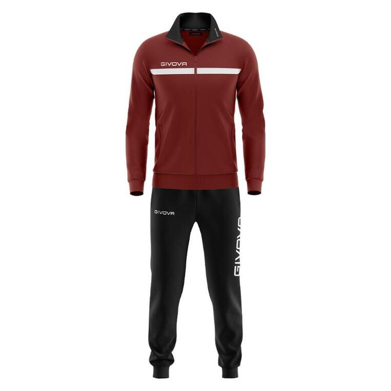 Trening Givova One Full Zip, Visiniu/Negru, L