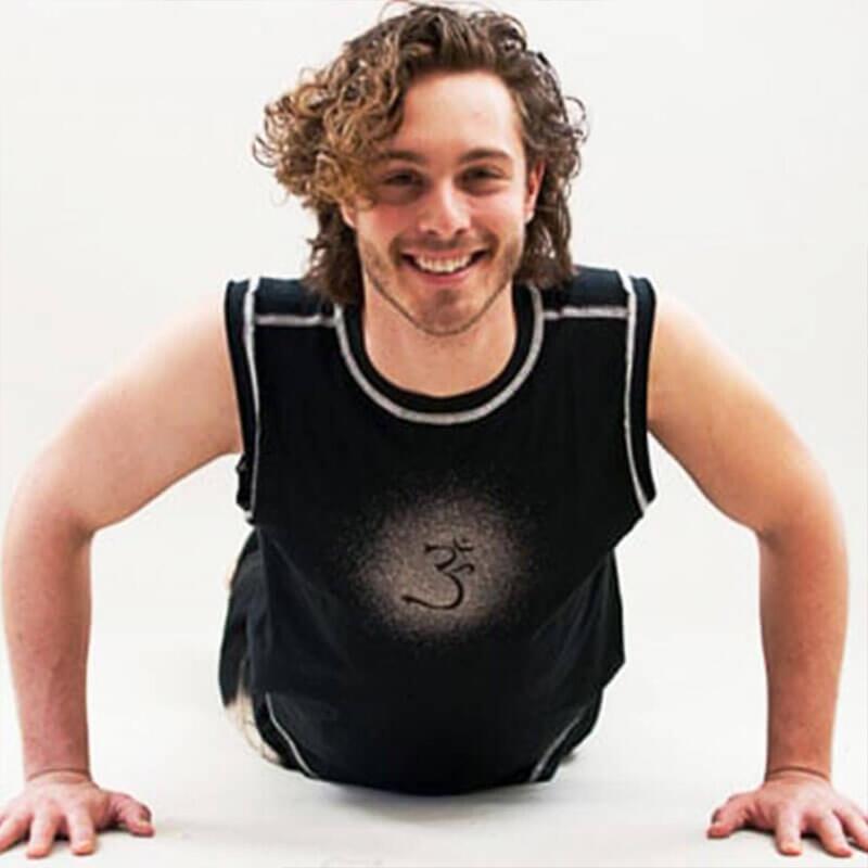 Yoga en Pilates tanktop voor mannen katoen, yoga kleding voor mannen Om symbool