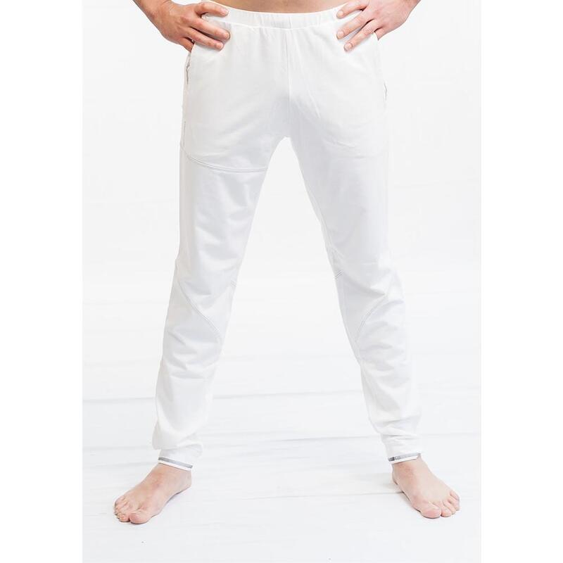 Pantalon de Yoga Homme Slim Fit - Vêtement yoga homme coton prémium Blanc