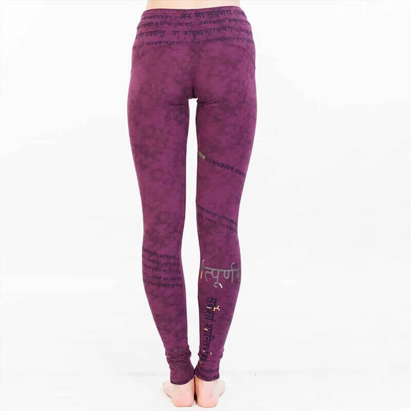 Leggings de yoga e Pilates Cintura alta em algodão orgânico Mantra Om Tryambakam