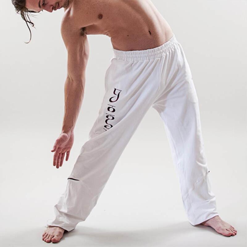Calças de yoga Homem, larga, algodão ultra, macia, conforto Yogi branco  ACHAMANA - Decathlon
