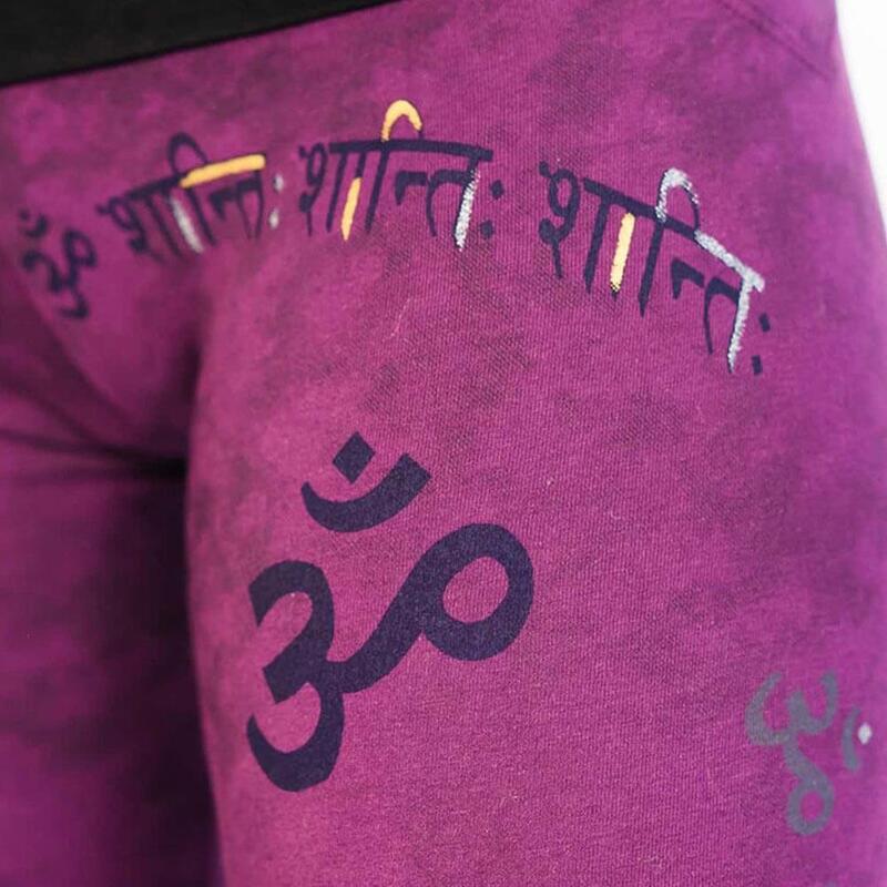 Leggings de yoga e Pilates Cintura alta em algodão orgânico Mantra Om Tryambakam