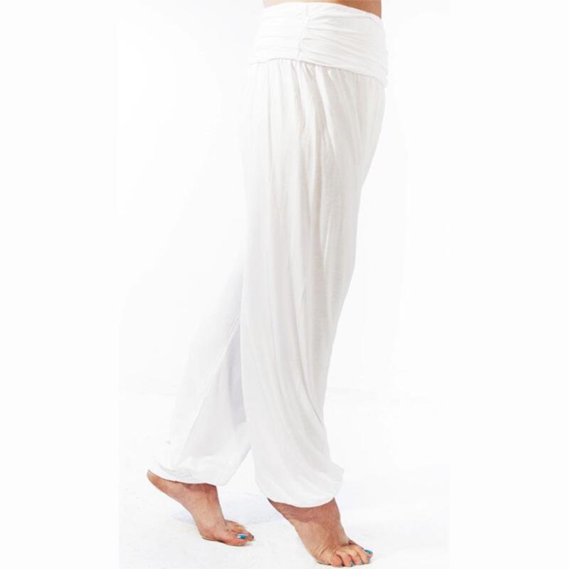 Calças de yoga flow em Bambu performance - Saruel yoga elegante Branco Kundalini