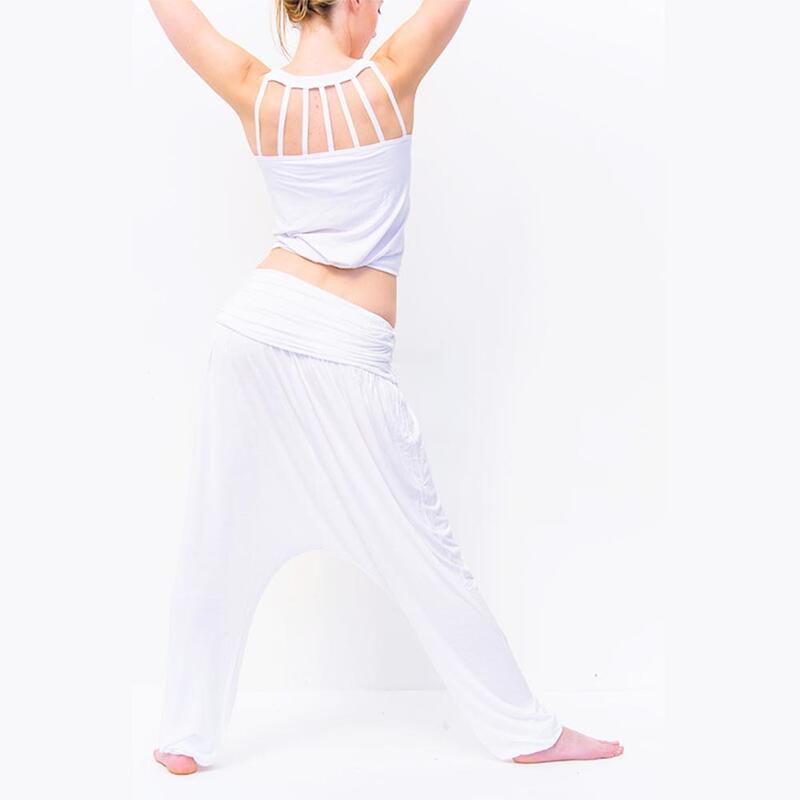 Yoga top - bamboe, naadloos - Yoga t-shirt met ingebouwde ondersteuning - Wit