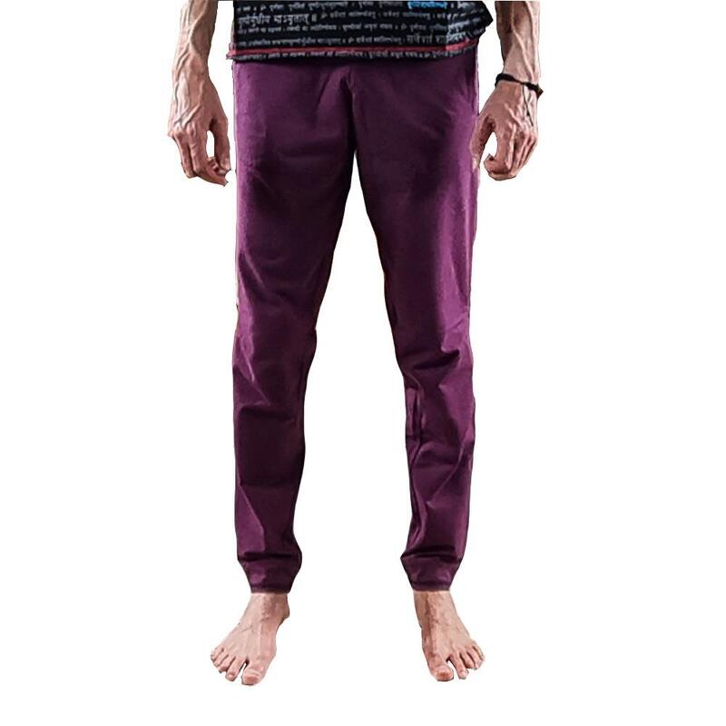 Calças de yoga Homem Slim Fit - Roupa yoga Homem algodão premium Ameixa