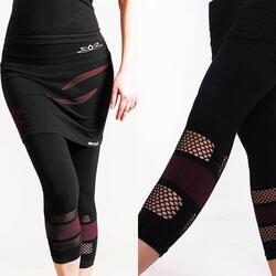 Legging jupe de yoga sans couture 70% coton Bio - Lotus noir