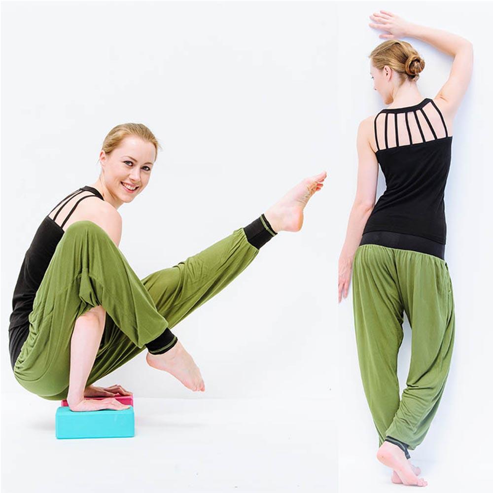 Pantalon de yoga femme large taille haute Vert Olive ACHAMANA