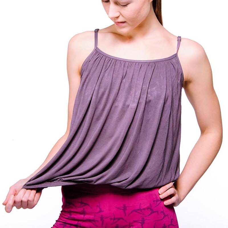 ACHAMANA Loose flow yoga top - Dames yoga t-shirt met ingebouwde  ondersteuning - Lavendel