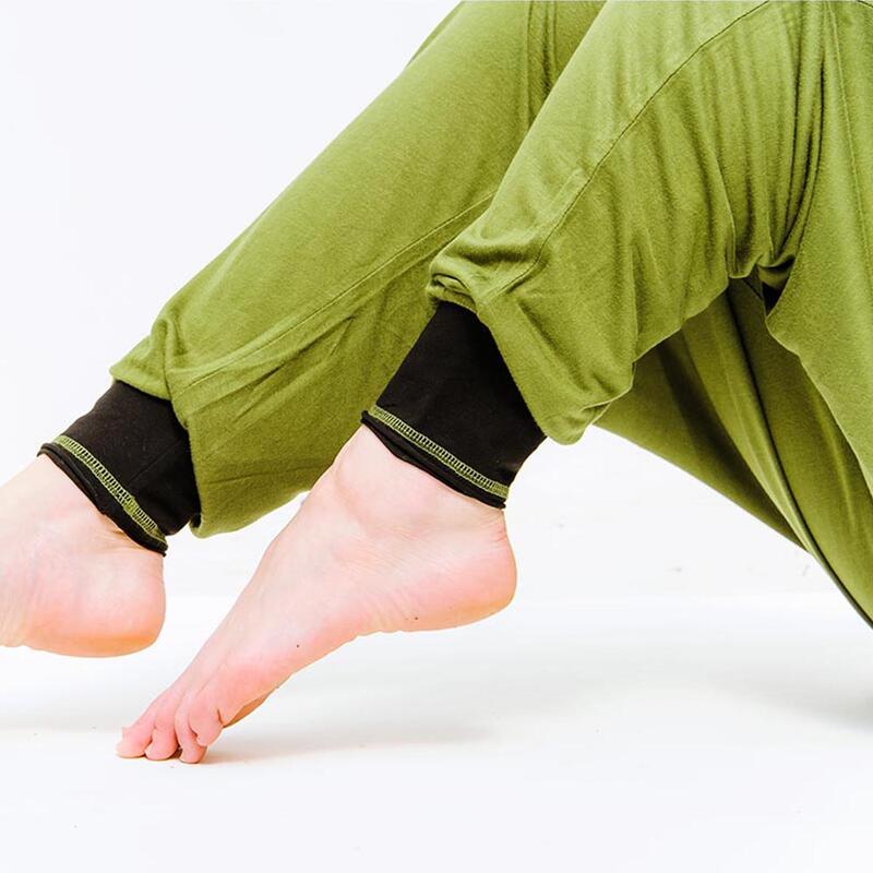 Calças de yoga Mulher largas,  cintura alta - Verde Azeitona