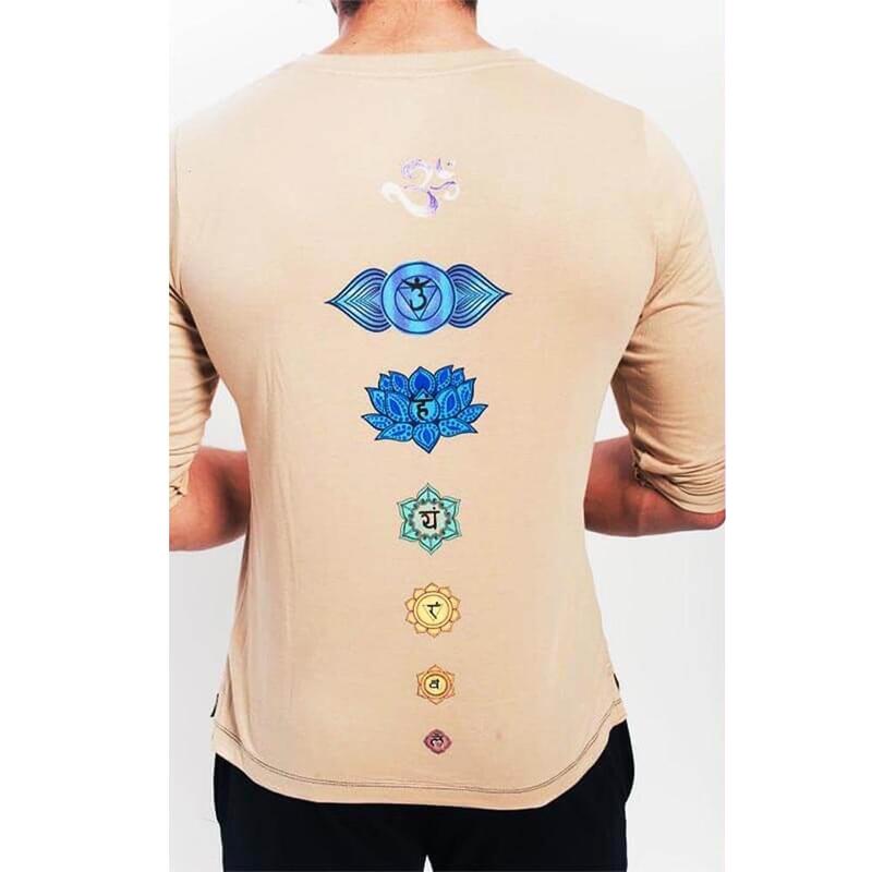 T-shirt de yoga Homem 100 % algodão premium extra macia com 7 Chakras