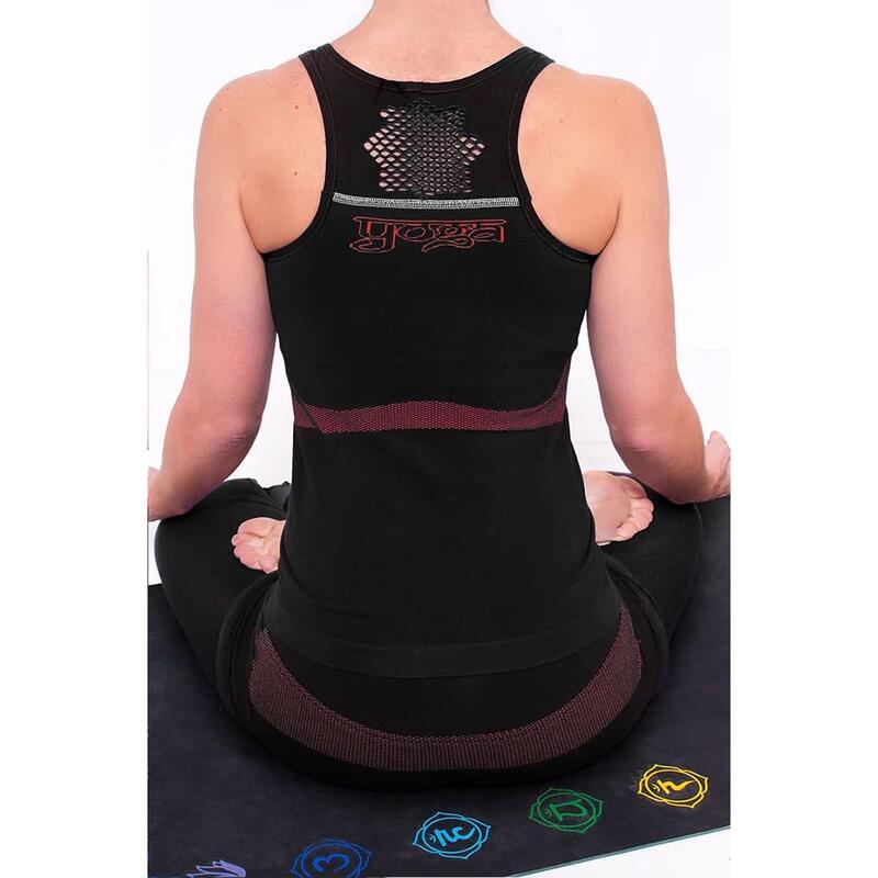 Débardeur yoga, sans coutures 70% coton bio, Haut de yoga soutien intégré noir