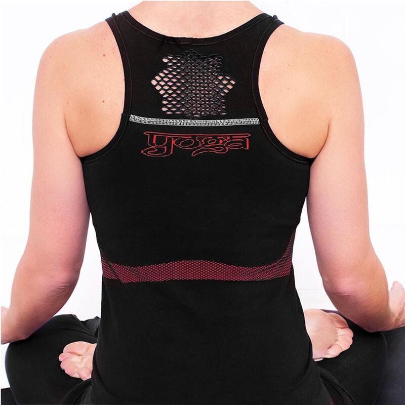 Top de yoga, sem costuras, com soutien integrado preto - 70 % algodão biológico